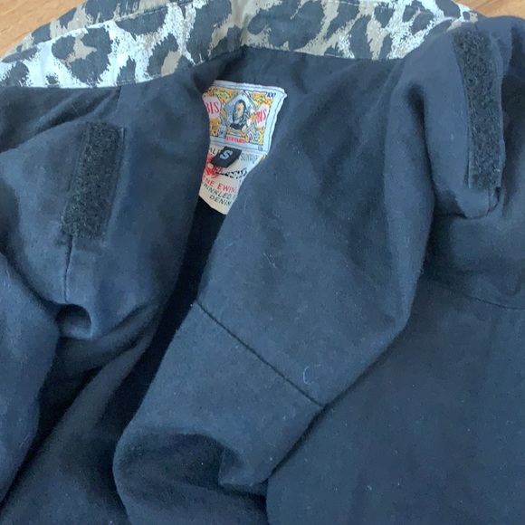 Vintage Gene Ewing BIS Wrinkled Rich Denim Quilted Leopard Print Coat Size Small - Picture 16 of 16